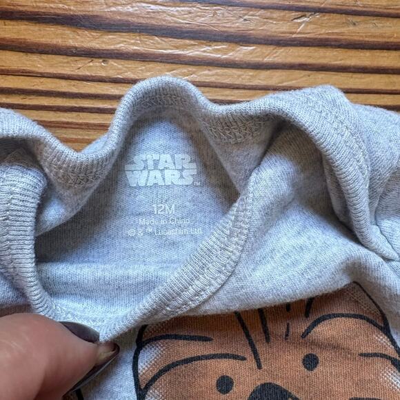 Star Wars character graphic gray short sleeve baby one piece SIZE 12M - Picture 3 of 4